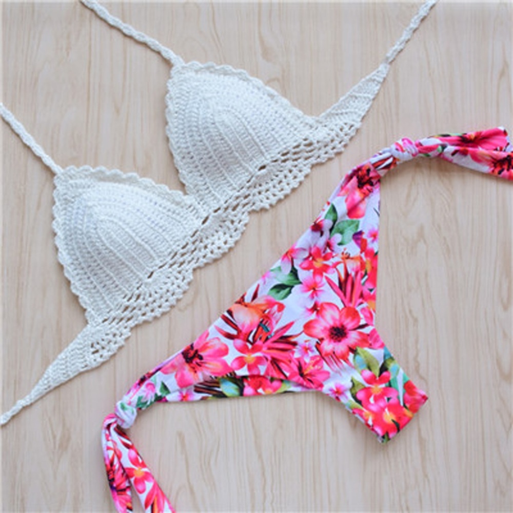 Crochet Floral Bikini Set